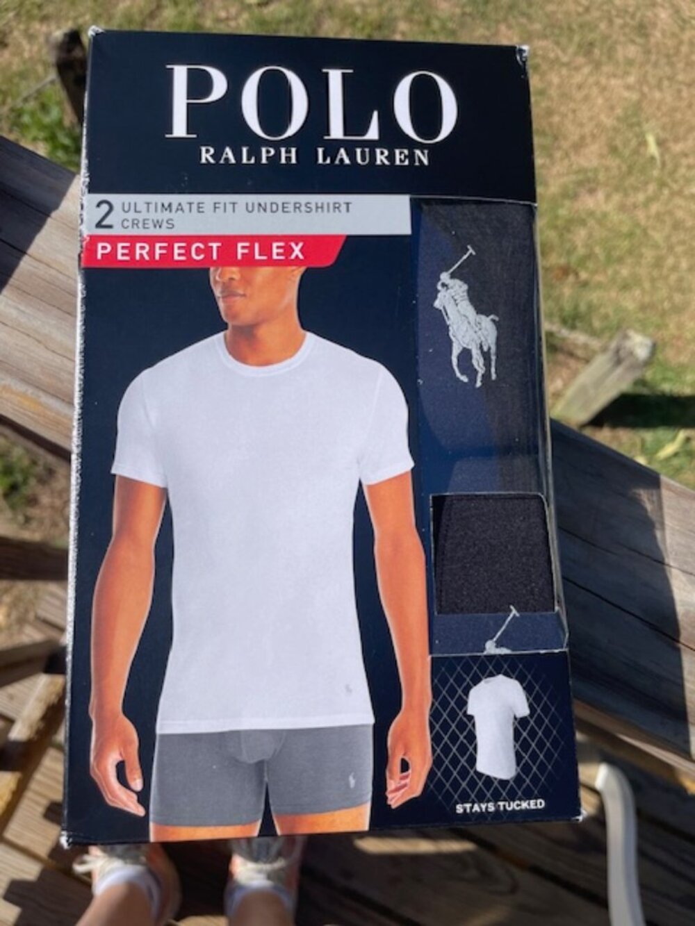 New In Box 2 POLO Perfect Flex Ultimate Fit Undershirt Crews Black Size Large